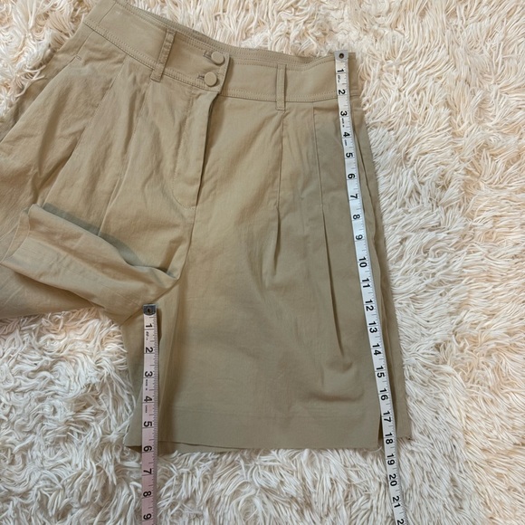 Rebecca Taylor pleated Bermuda high rise shorts pockets cotton blend SZ 00 cream - Picture 4 of 7